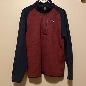 Patagonia Quarter Zip Sweater Maroon and Navy